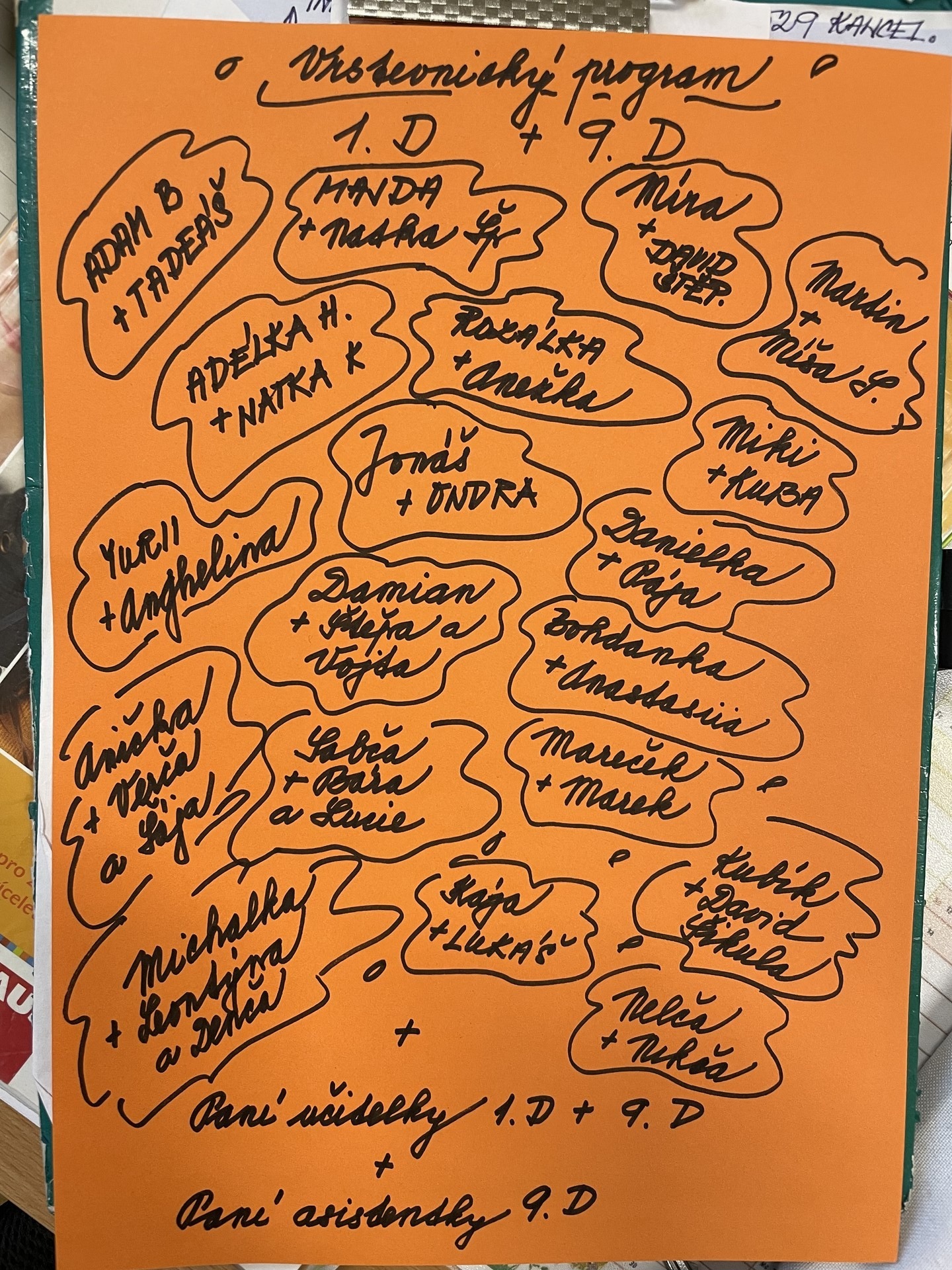 Vrstevnický program 9.D, deváťáci + prvňáčci = prima začátek!