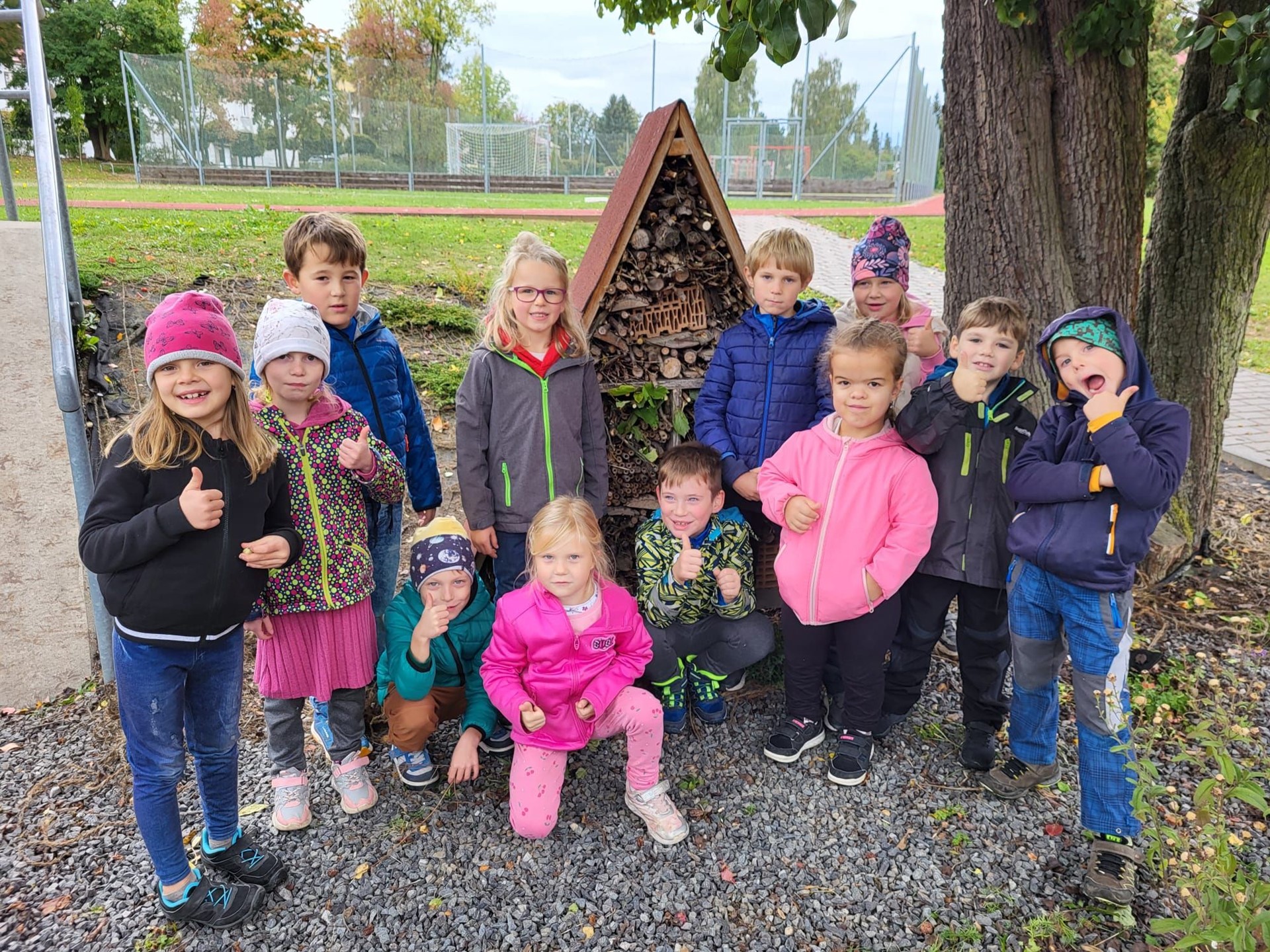 Broučci opravují hmyzí hotel